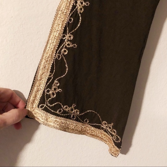 Emma Caine brown metallic gold trim tunic blouse - Picture 4 of 16